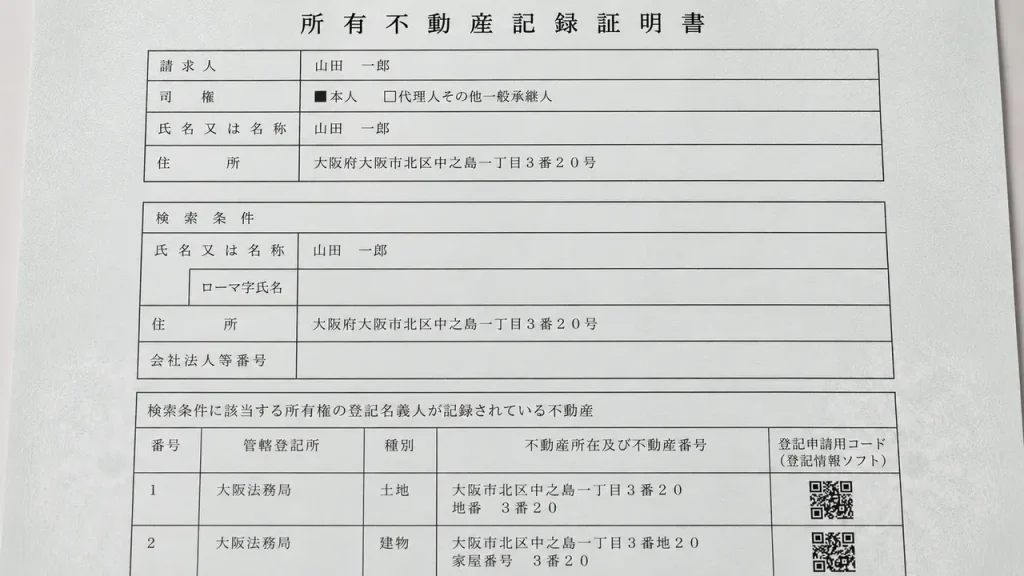 所有不動産記録証明書